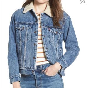 Levi Sherpa lined boyfriend trucker Jacket